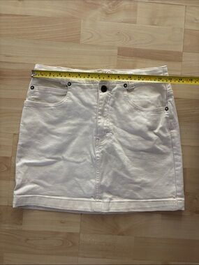 Free People White Denim Mini Skirt